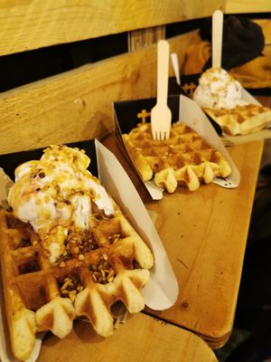 Three different Waffles at VeganWaf in Brussels