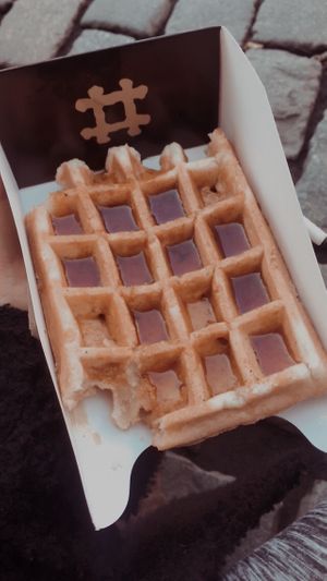 Waffles with caramel sauce  at VeganWaf in Brussels