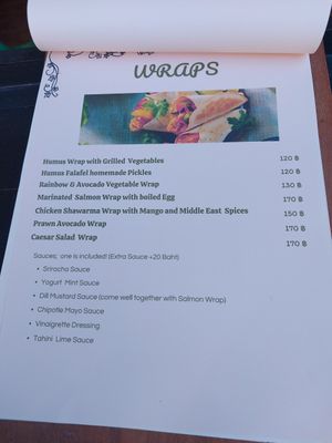 Menu at The Garden in Koh Lanta