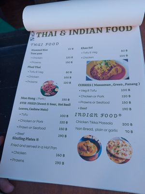 Menu at The Garden in Koh Lanta