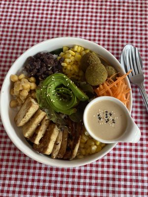 Added falafel to the Buddha bowl  at The Garden in Koh Lanta