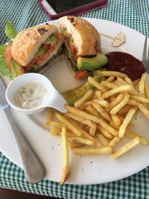 Vegan hamburger at The Garden in Koh Lanta
