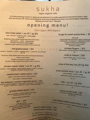 More menu at Sukha Cafe in Baton Rouge
