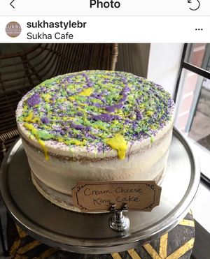 Housemade Cream Cheese King Cake (V & GF) at Sukha Cafe in Baton Rouge