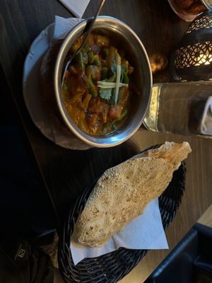 Vegetables and papadums  at Indiska Köket in Jonkoping