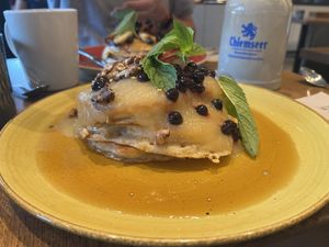 Pancakes with apple sauce  at Spreegold in Berlin