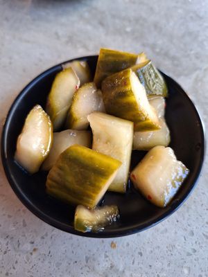 Pickled cucumber kimchi at YO! Sushi in Glasgow
