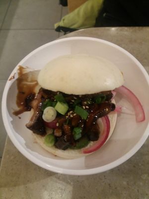 Mushroom bao teriyaki burger at YO! Sushi in Glasgow