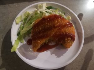 Pumpkin kastu (korroke) at YO! Sushi in Glasgow