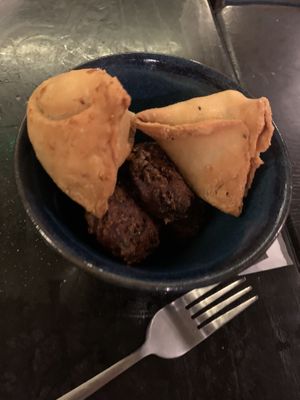 Samosas and onion bhajis  at The Forty Foot in Dun Laoghaire