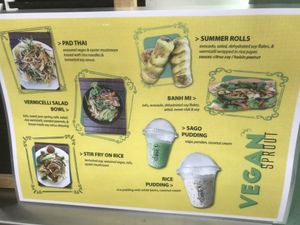 Vegan menu  at Sprout  in Auckland