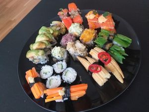 Half of the "Estocolmo" (48 pieces in total) sushi. Take-away. :) at Susherian in Stockholm