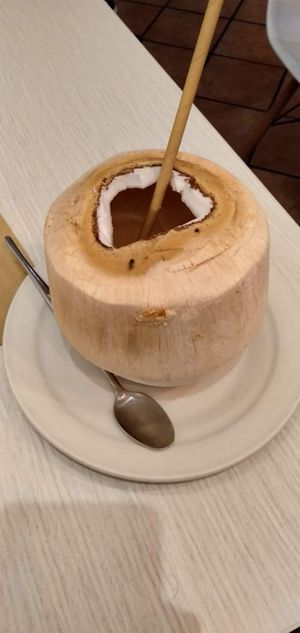 Fresh coconut juice at Loving Hut in Northbridge