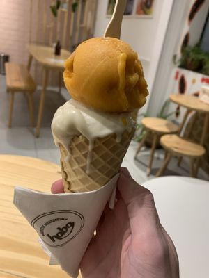 Pumpkin and salted caramel ice cream at Casa Hoba in Rio De Janeiro