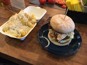 Garlic cheese fries, and Beast Burger yo at Beast Eatery in Dublin