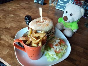 Barry about to enjoy his burger at Beast Eatery in Dublin