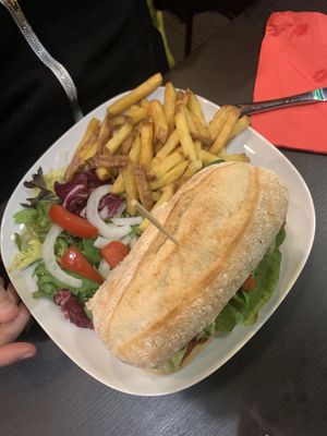 Full meal with fries and a salad at Beast Eatery in Dublin