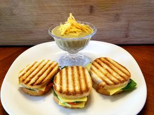 Summer Quartet...grilled cheese and avocado lentil soup at Can't Believe It's Vegan  in Westerville