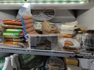 Refrigerated products at Xiguela Tienda de Productos Organicos in Oaxaca