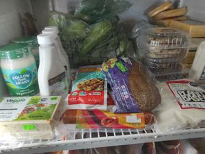 Refrigerated products at Xiguela Tienda de Productos Organicos in Oaxaca