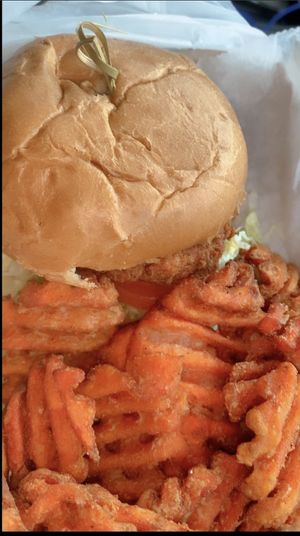 Spicy Crispy “Chicken” Sandwich  at Vegans Are Us in Vineland