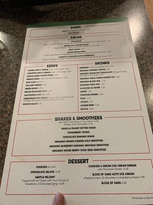 Menu - Back at Vegans Are Us in Vineland