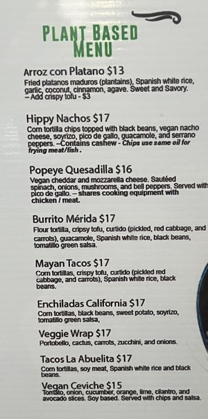 Plant based menu   at Margaritas Mexican Restaurant in Redwood City