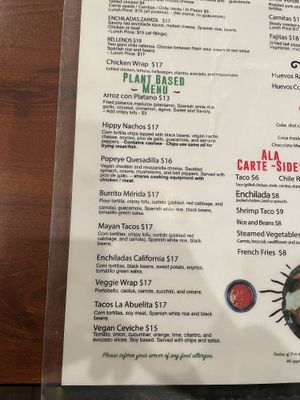 Vegan menu  at Margaritas Mexican Restaurant in Redwood City