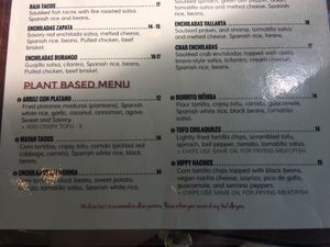 Plant based menu section :) at Margaritas Mexican Restaurant in Redwood City
