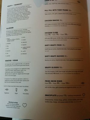 Legend and starters at Graffi Grill in Tromsoe