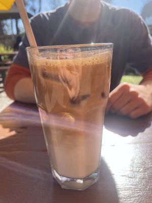 Yum iced coffee w/ oat milk  at The Trail Cafe in Mount Evelyn