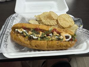 Veggie dog (it's a carrot dog)  at Life Garden in Aguada