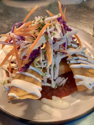 Flautas (with vegan aioli instead sour cream) at Mika in Airlie Beach