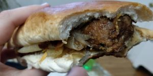 Vegan hot dog with beyond meat sausage at Dirty Dogs in Montreal