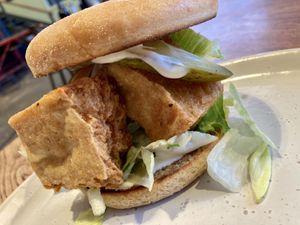 Tofu “chicken” burger at GG Bistro in Christchurch
