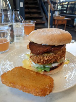Fricken Burger with all the toppings - yummy at GG Bistro in Christchurch