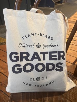 There’s a small deli where you can shop for vegan items and they sell these cool bags too!   at GG Bistro in Christchurch