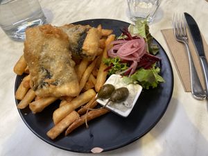 Tofish and chips   at GG Bistro in Christchurch
