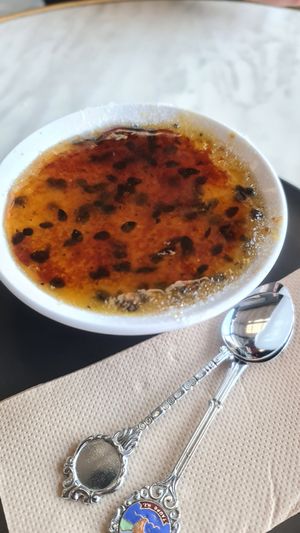 Best Passionfruit Creme Brulee ever at GG Bistro in Christchurch