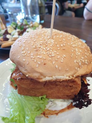 Fried tofu burger at GG Bistro in Christchurch