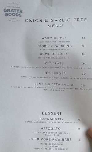 Vegan w/o garlic onion - complementary menu😄 at GG Bistro in Christchurch