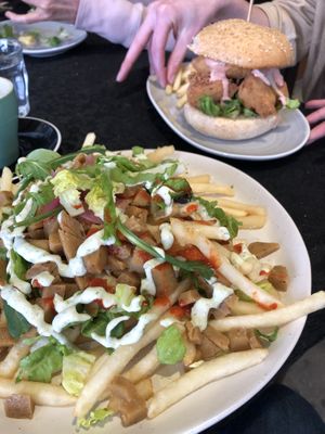 Loaded fries and gluten free tofu burger. Amazing!  at GG Bistro in Christchurch