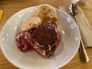 Vegan (cashew) strawberry tiramisu with rooibos almond mousse   at Tibits in Lausanne