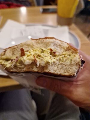 Tofu Egg Bagel (best ever) at Tibits in Lausanne