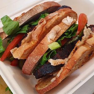 Honey glazed Pretend Ham with Cheese, Lettuce, Aioli on rye bread at Pretend in Dublin