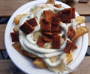 Garlic cheese chips with bacon at Pretend in Dublin