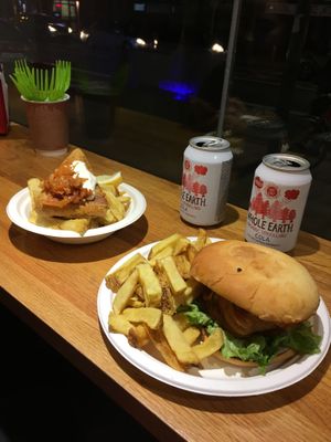 Burger and smokey vish  at Pretend in Dublin