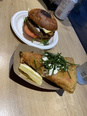 Bush and veginity cheez burger...so good!  at Pretend in Dublin