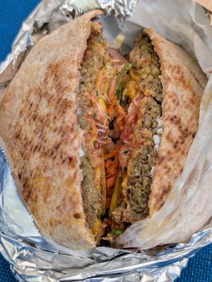 The lentil sandwich- yummy, but $26 with the greens side 😱 at Speedy Redemption in St Thomas