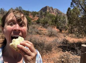 Road trip fuel - vegan scone! So yummy!! at Macy's European Coffeehouse in Flagstaff